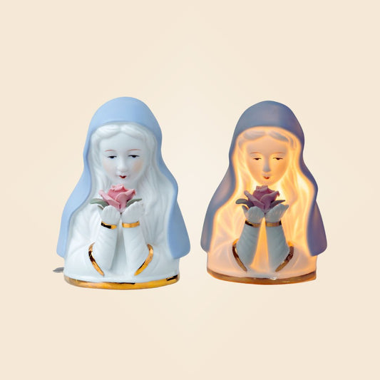 Lámpara Virgen con rosa