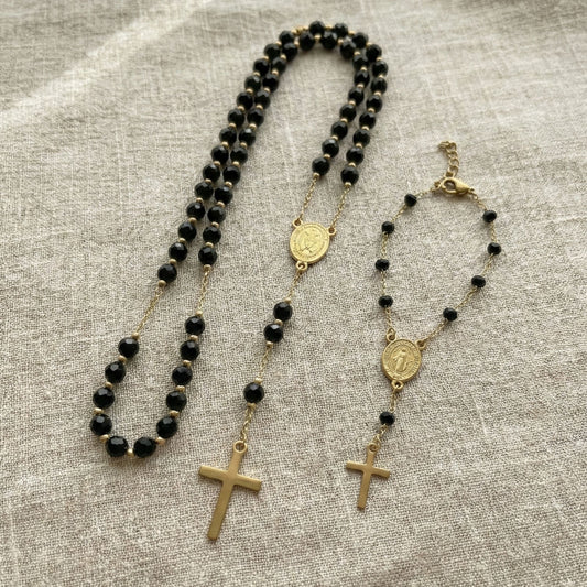 Set "Camino de Luz y Fe": Rosario + Pulsera de Protección
